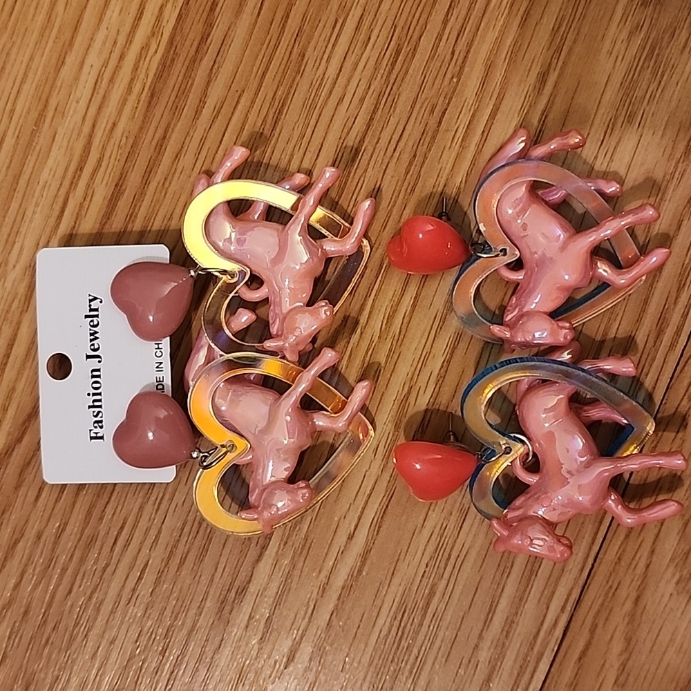 Pink Pony Club Horse & Heart Earrings